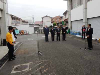 4月23日（土曜日）熊本地震被災地への救援物資配送出発式（松山市内）