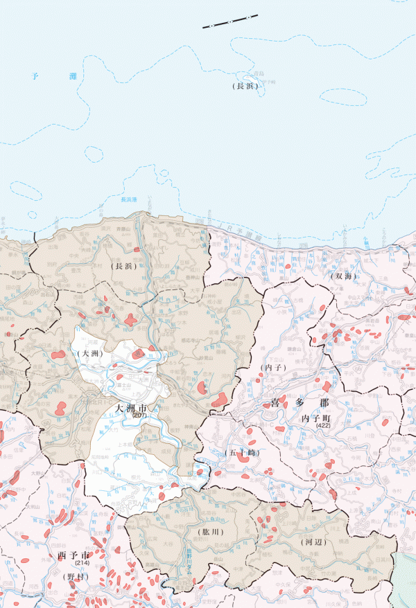 大洲市の地籍調査実施状況図