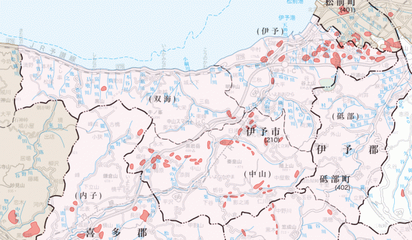 伊予市の地籍調査実施状況図