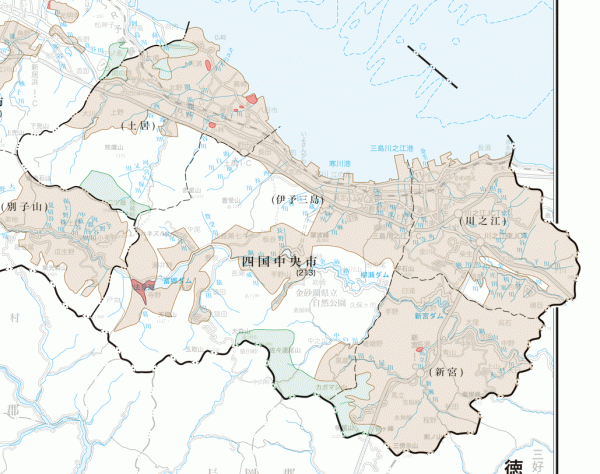 四国中央市の地籍調査実施状況図