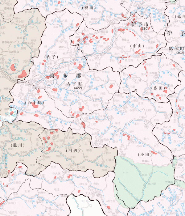 内子町の地籍調査実施状況図