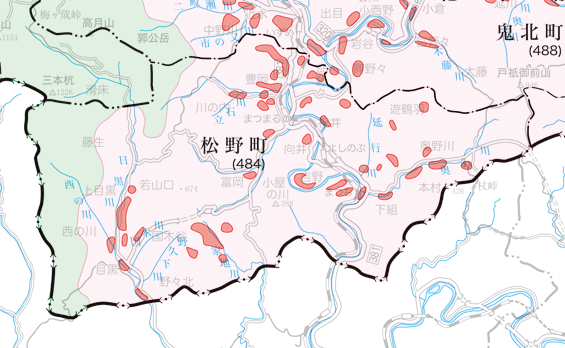松野町の地籍調査実施状況図