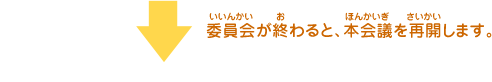 委員会が終わると、本会議を再開します。