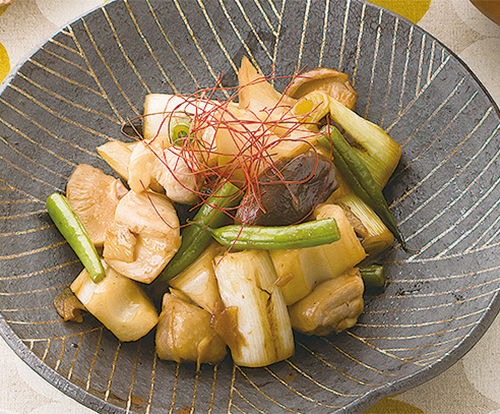 媛っこ地鶏とレンコンのポン酢炒め