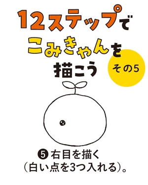 （5）右目を描く（白い点を3つ入れる）。