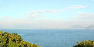 農道から見える屋代島、情島、諸島の写真