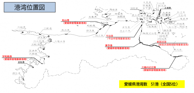 令和2年8月現在の県内港湾位置図の画像１