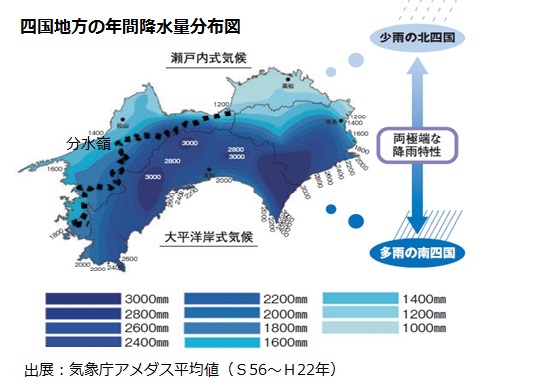 四国降水分布