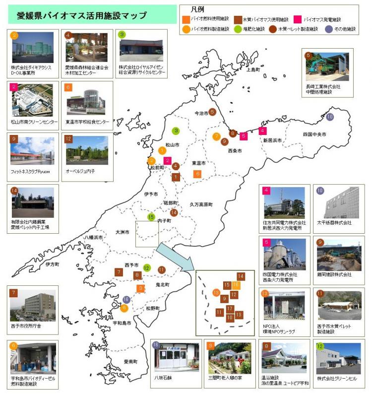 愛媛県内バイオマス活用施設（見学可能施設）