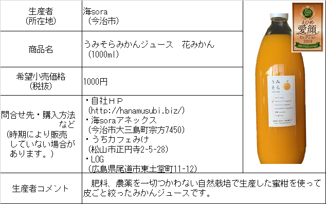 みかんジュースコンクール2019温州BRONZE