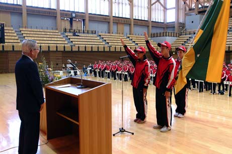 10月7日（木曜日）国民体育大会秋季待機ア団結式・壮行会（県武道館）