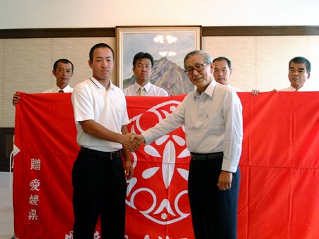 8月2日（水曜日）全国高等学校野球選手権大会出場校に対する県応援旗贈呈式（県庁）の画像