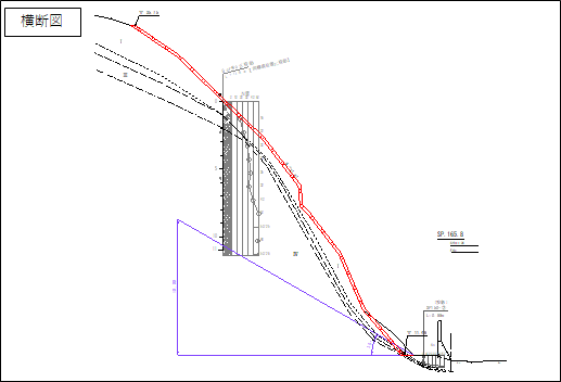 又野A地区急傾斜対策工事_横断図