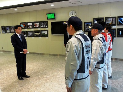 4月9日（土曜日）東日本大震災に係る市町職員派遣出発式（松山市内）の画像
