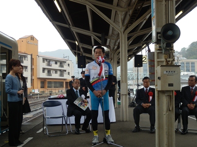 3月20日（水曜日）サイクルトレインにゃんよ号出発式（宇和島市）の画像