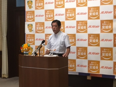 8月21日（月曜日）松山-ソウル線の就航決定に関する臨時記者会見（県庁）の画像