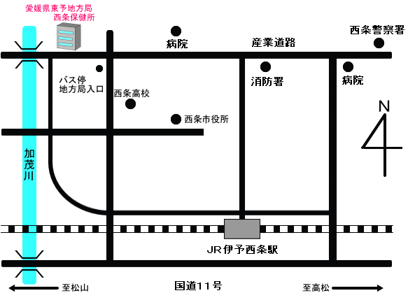 西条保健所の位置図