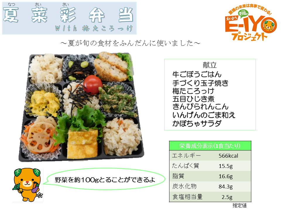 夏菜彩弁当　献立と栄養成分表示