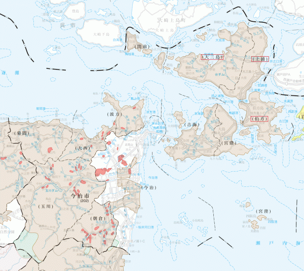 今治市の地籍調査実施状況図