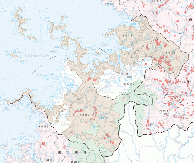 宇和島市の地籍調査実施状況図