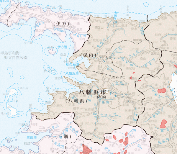 八幡浜市の地籍調査実施状況図