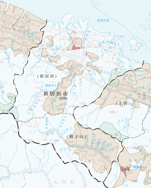 新居浜市の地籍調査実施状況図