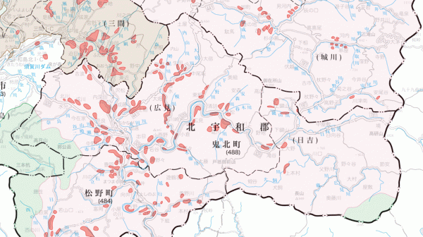 鬼北町の地籍調査実施状況図