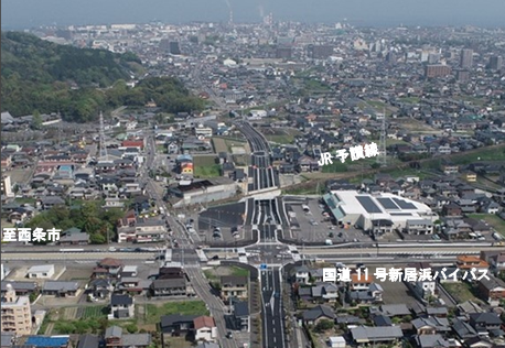 上空から見た立体交差