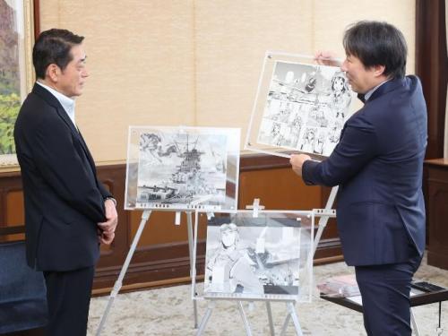 6月2日（月曜日）漫画「紫電改343」著者 須本壮一氏らの訪問（県庁）