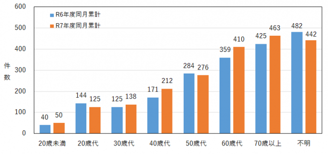 年代別の相談件数を示したグラフ