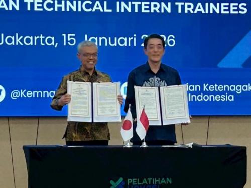1月15日（木曜日）(現地時間)インドネシア労働省とのインドネシア人技能実習生の送出し・受入れ促進に関する協力覚書調印式（インドネシア）