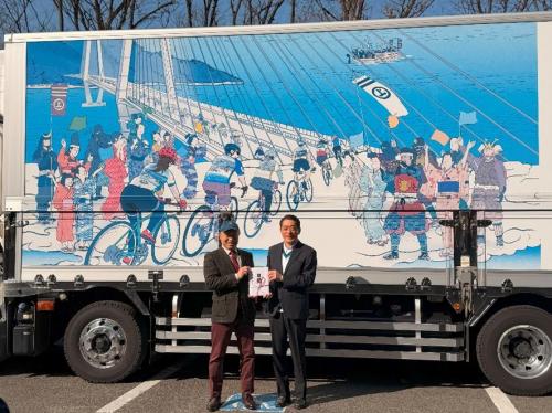 2月19日（木曜日）サイクリングしまなみ2026ラッピングトラックお披露目会（県庁）