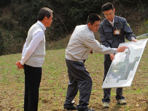 宇和島市吉田町立間地区・再編復旧園地「白井谷工区」視察