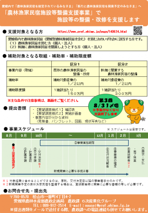 農林漁家民宿施設等整備支援事業　チラシ