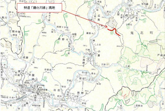 林道「藤の川線」位置図の画像