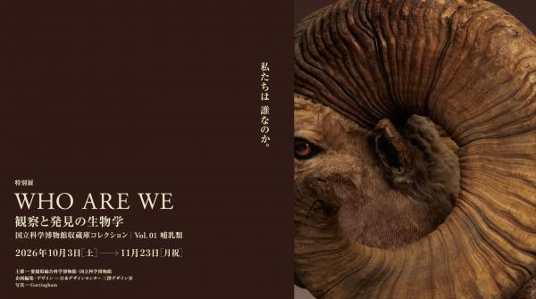 特別展「WHO ARE WE　観察と発見の生物学　国立科学博物館収蔵庫コレクション | Vol.01 哺乳類」チラシ